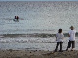 シーカヤックで海に漕ぎ出す